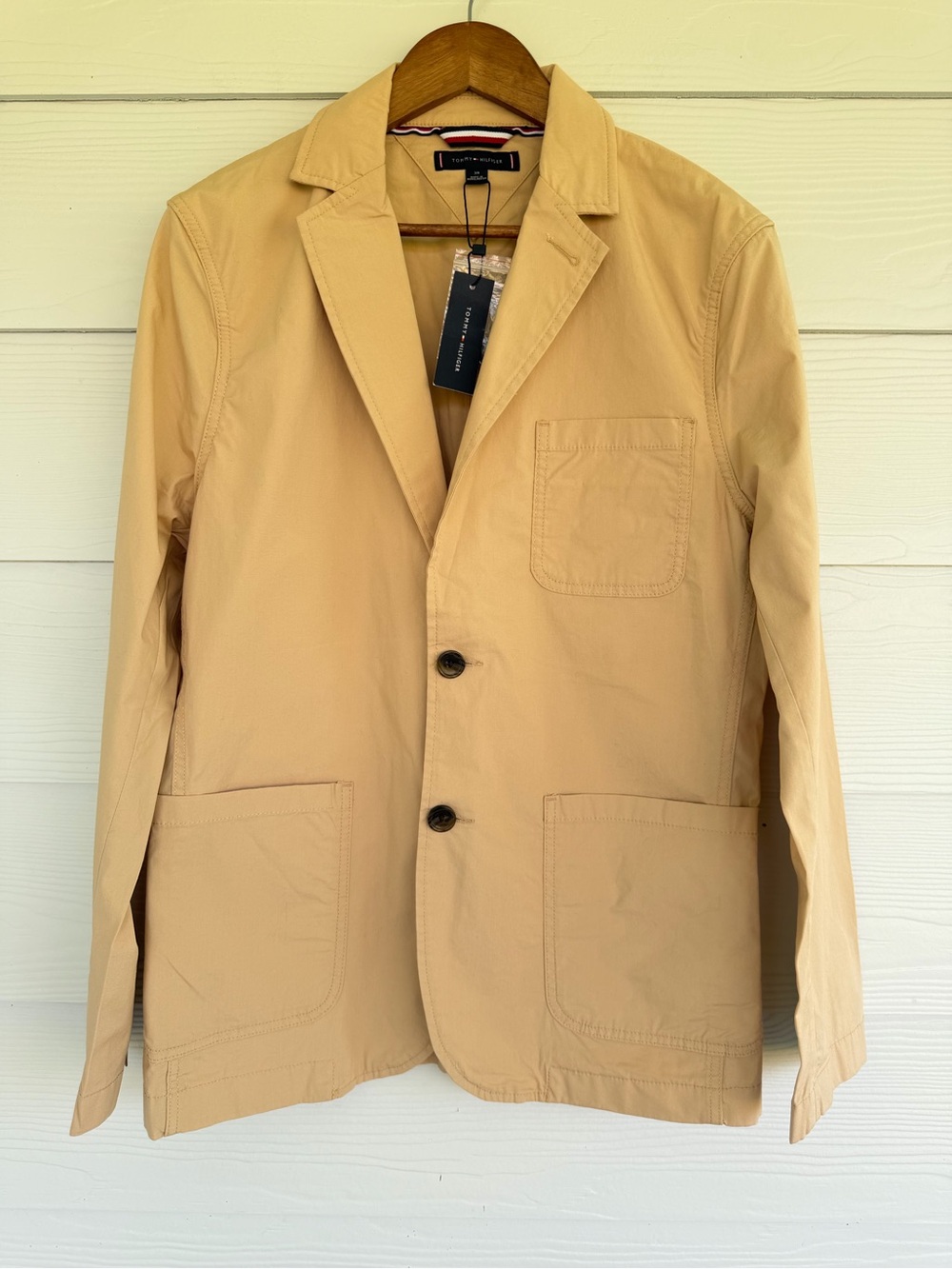 Tommy Hilfiger Men’s Blazer Size 38 Tan Khaki Stretch Cotton Jacket NWT $229
